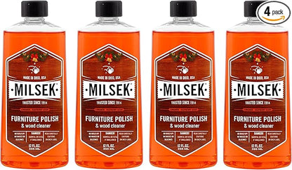 Milsek Furniture Polish and Wood Cleaner with Cinnamon Raspberry Scent - for Home and Household from Hardwood Floors to Kitchen Cabinets - 12 Fl Oz (Pack of 4)
