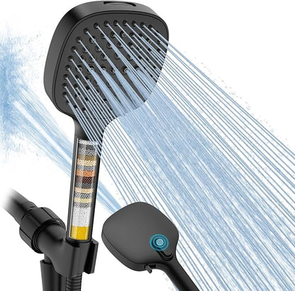 Filtered Shower Head with Handheld, High Pressure 7 Spray Showerhead with Filters, Detachable Shower Heads, Water Softener Filters for Hard Water - Remove Chlorine