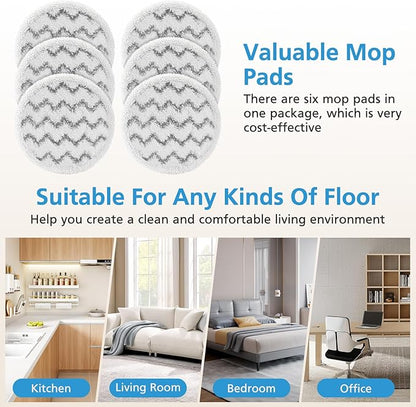 iSingo 6 Pack 3897A / 3712 Rotating Steam Mop Pads Replacement for Bissell SpinWave SmartSteam Scrubbing Steam Mop Cleaner 【Models 3897A/3712 ONLY】, Washable Reuseable Refill Pads
