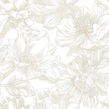 Ismoon Large Floral Peel and Stick Wallpaper Boho Beige Contact Paper 17.3inx6.5ft Neutral Wall Paper Removable Self Adhesive Wallpaper Bedroom Cabinet Bathroom Waterproof Mural Wall Decor Vinyl Roll