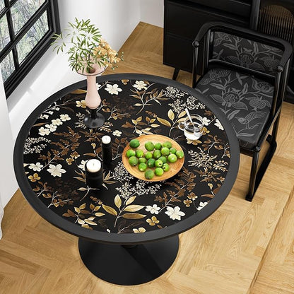 Fvlow Vintage Wallpaper Peel and Stick Black Floral Wall Paper 17.4" x 118" Black Gold Contact Paper Self-Adhesive Wall Covering for Bedroom Desk Cabinet Decor