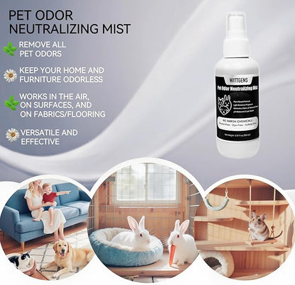 Plant-Based Pet Odor Eliminator Spray for Home - Long Lasting Neutralizer for Strong Odors, Safe for Dogs, Cats & Small Animals, Fresh Scent, 5.07oz (2-Pack)