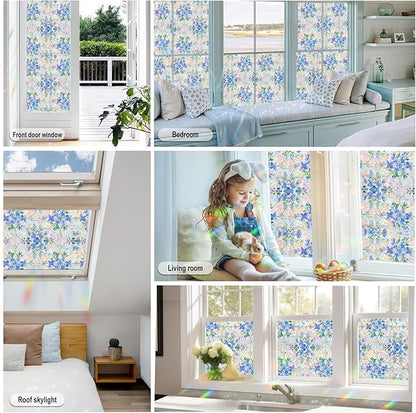 Rainbow Window Privacy Film,Heat Control,UV Blocking,Anti-Glare,Day & Night Privacy Protection & Decoration for Home, Bathroom,Glass Door,Static Cling,Renter-Friendly with Installation Tools