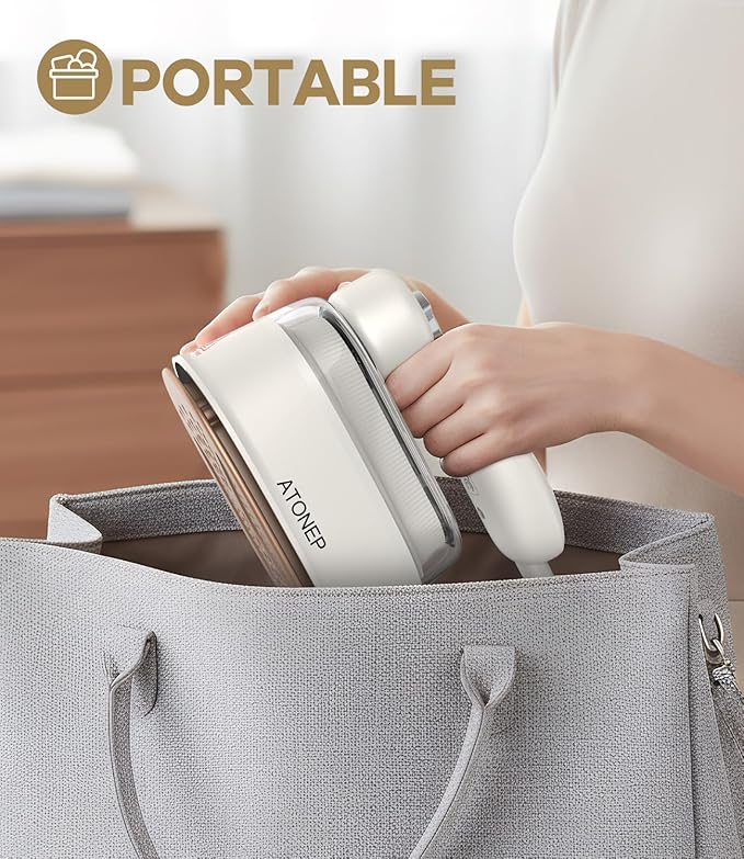 ATONEP 2-in-1 Travel Steamer for Clothes, Portable Clothes Steamer, Handheld Garment Steam Iron, 10S Fast Heat Up 1100W for Wrinkle Remover Dress Shirts Home Trip Rotatable 110-120V