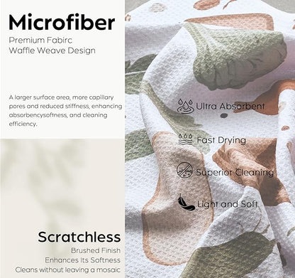 Waffle Microfiber Lemon Kitchen Towels - Quick Dry, Absorbent, Reusable Cleaning Dish Towels, Lightweight Tea Towels & Hand Towels, Sustainable Decorative Cloth Dish Towels,30x18 Inches