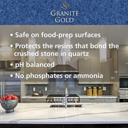 Granite Gold Quartz Cleaner Spray for Caesarstone, Cambria, Silestone and All Other Quartz Countertop Surfaces, 24 Fl Oz (Pack of 1)