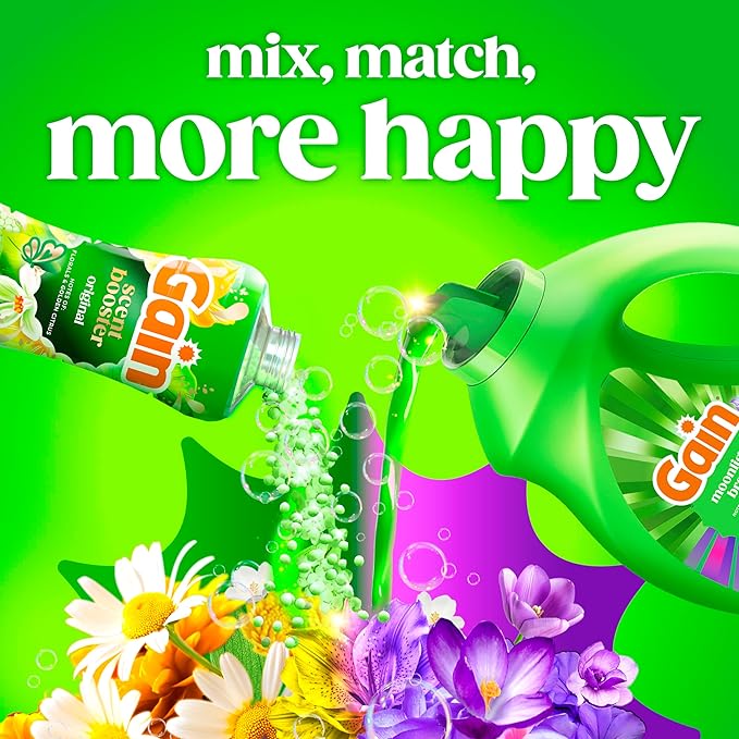 Gain Liquid Laundry Detergent with Odor Defense, Moonlight Breeze Scent, Liquid Detergent And Laundry Soap For HE Washing Machines, 60 fl oz, Pack of 2 (Packaging May Vary)