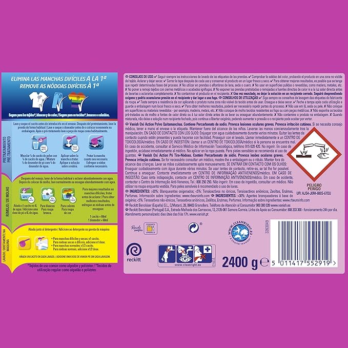 Vanish Gold Oxi Action Laundry Booster Stain Remover Powder for Colours, 2.4 kg