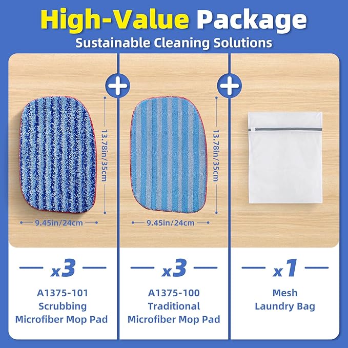 LOVECO 6 Pack Replacement Microfiber Mop Pad Compatible with Steam Cleaner McCulloch MC1385, MC1375, MC1270, Reusable & Machine Washable Steam Cleaner Accessories Model: A1375-100/A1375-101 (3+3)