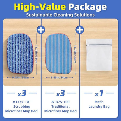 LOVECO 6 Pack Replacement Microfiber Mop Pad Compatible with Steam Cleaner McCulloch MC1385, MC1375, MC1270, Reusable & Machine Washable Steam Cleaner Accessories Model: A1375-100/A1375-101 (3+3)