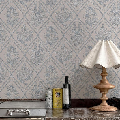 Toduso Peel and Stick Wallpaper Vintage Wall Paper Boho Contact Paper Blue Removable Wallpaper for Kitchen Bathroom Bedroom Floral Waterproof Self Adhesive Vinyl Drawer Decor 17.3"x78.7"