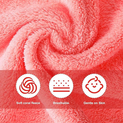 Syhood 12 Pieces Face Wash Cloth 12 x 12 in Makeup Remover Cloths Towel Coral Velvet Facial Microfiber Soft Fast Drying Facial Cleansing Towel for Face(Pink Colors)