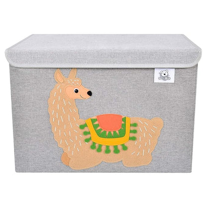 CLCROBD Foldable Large Kids Toy Chest with Flip-Top Lid, Collapsible Fabric Animal Toy Storage Organizer/Bin/Box/Basket/Trunk for Toddler, Children and Baby Nursery (Llama)