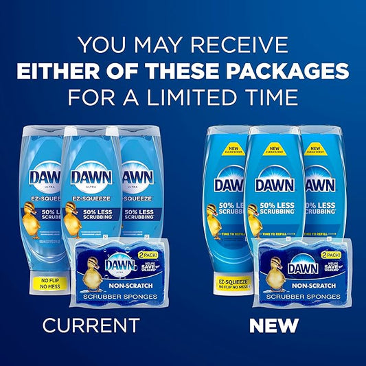 Dawn Ultra EZ-Squeeze Dish Soap Liquid, Dishwashing Liquid, Grease Removal, Upside Down Bottle, Original, 3x22 Fl Oz Bundle