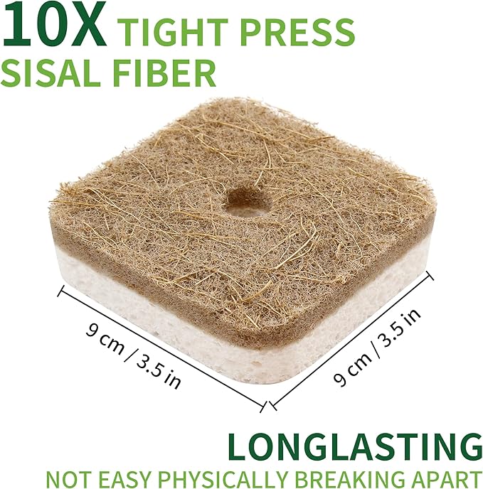 12Pack Kickleen Natural Kitchen Scrub Dish Sponge with Suction Hanger Biodegradable Compostable Cellulose and Coconut Non-Scratch Sponge for Kitchen, Bathroom, Household (White-12)
