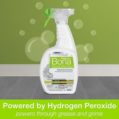 Bona PowerPlus Multi-Surface Floor Deep Cleaner Spray - 32 fl oz - Refillable - Antibacterial Floor Cleaning Solution for Stone, Tile, Laminate, and Vinyl Floors
