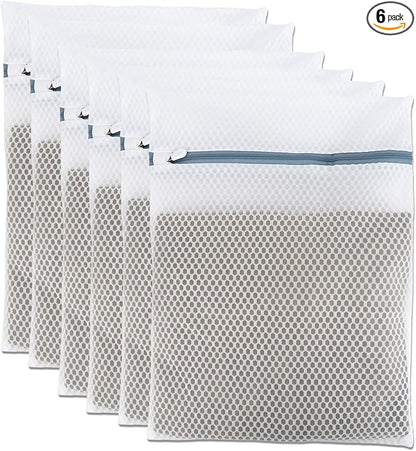 Honeycomb Mesh Laundry Bags for Delicates, 6Pcs Bra & Lingerie Wash Bags with Zipper, Mesh Washing Bags for Machine 12x16 Inch