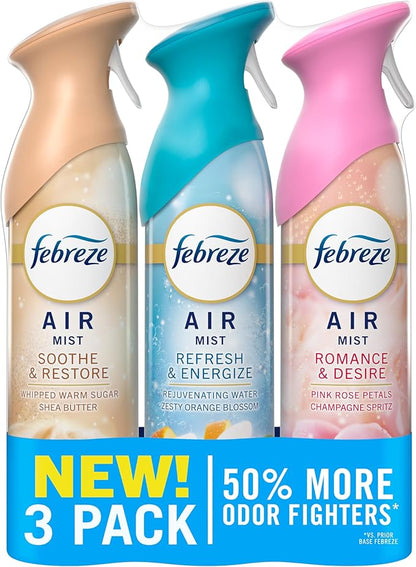 New & Improved Air Mist Mood Mix Air Freshener, Home and Kitchen Essentials, Odor Fighting Room Spray, 8.1 oz bottle, 3 Count