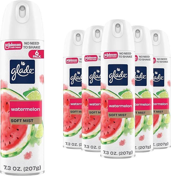 Glade Air Freshener Room Spray, Watermelon Spritzer Scent, Odor Fighting to Deliver Long Lasting Freshness, 7.3 Oz, 6 Count