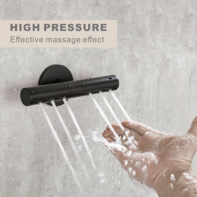 SKOWLL Body Jets High Power Showerhead Wall Mount Shower Jet Nozzle with Rotate 360° Adjustable, Matte Black Massage Shower Nozzle