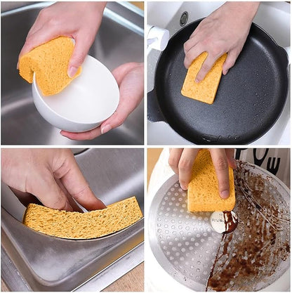 6 - Pack Non-Scratch Scrub Sponges - Sponges for Dishes and Washing Dishes, Cleaning Sponges for Kitchen Home Office, Magical 3D DIY Art and Craft Suppliers（Yellow）