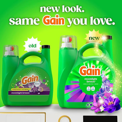 Gain Liquid Laundry Detergent, Moonlight Breeze Scent, 177 fl oz, Freshness + Odor Fighting, High Efficiency Washing Machine Liquid Cleaning Soap, 134 loads (Packaging May Vary)