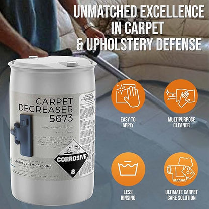 Professional Carpet Degreaser - Heavy Duty Spot Cleaning Liquid - Ultimate Clean Product for Carpet, Car Upholstery, Stain Removal - Superior Cleaning for Spotless Rug, 55 Gallon Drum