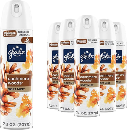 Glade Air Freshener Room Spray, Cashmere Woods Scent, Odor Fighting to Deliver Long Lasting Freshness, 7.3 Oz, 6 Count
