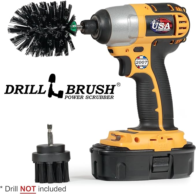 Industrial Ultra Stiff Nylon Brush - BBQ Grill Cleaning Supplies - Rust and Hard Water Stain Removal for Concrete, Brick and Morter, Deck, Grate, Griddle, Metal, Pellet Smoker, Fireplace, and Furnace
