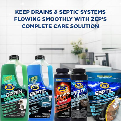 Zep Drain Defense Pipe Build-Up Remover - 64 oz (Case of 4) ZLDC64 - Professional Strength Liquid Pipe Build Up Remover