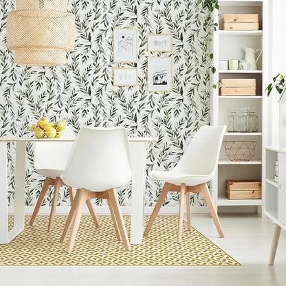 Livebor Green Leaf Wallpaper Peel and Stick Olive Leaf Contact Paper 17.7inch x 196.8inch Green Peel and Stick Wallpaper Modern Farmhouse Wall Paper for Bathroom Neutral Sage Decorative Vinyl