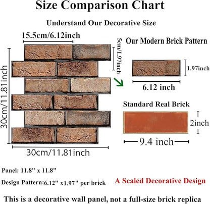 3D Wall Panels Peel and Stick,10 Pack 3D Brick Wallpaper Peel and Stick,Waterproof Wall Panel PVC Stone for Interior Décor,Living Room,Lobby Bedroom Hotel Office