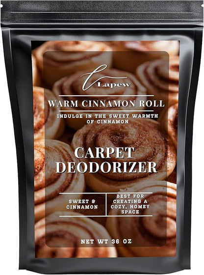 Lapew Warm Cinnamon Roll Carpet Deodorizer Powder - Pet Safe Freshener for Vacuuming | Scented Odor Eliminator for Home | 36 oz
