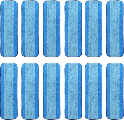 AmaVins 12 Pack Microfiber Cleaning Pads, Reusable Microfiber Mop Pads for 18 Inch Mop, Hardwood Floor Replacement Cleaning Mop Pads, Machine Washes