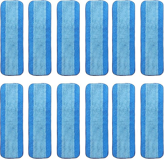 AmaVins 12 Pack Microfiber Cleaning Pads, Reusable Microfiber Mop Pads for 18 Inch Mop, Hardwood Floor Replacement Cleaning Mop Pads, Machine Washes
