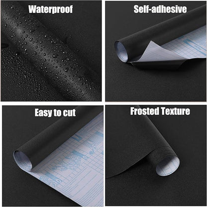 HeloHo Solid Black Wallpaper Matte Textured Peel and Stick Wall Paper Modern Self Adhesive Removable Waterproof Contact Paper for Living Room Bedroom Decor 394"X17.3"