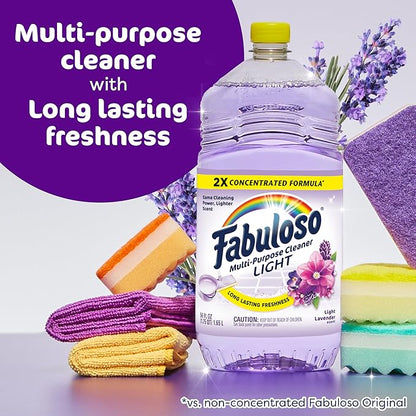 Fabuloso 2X Multi-Purpose Cleaner, No Rinse Floor Cleaner, Long-Lasting Freshness, Light Lavender Scent, 56 fl oz