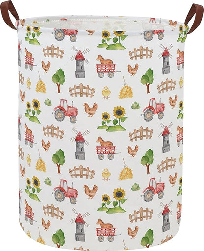 Kids Laundry Basket Farm Hamper for Nursery Boy and Girl Cute Kids Toys Storage Bin Organizer Room Decor for Home(Farm)