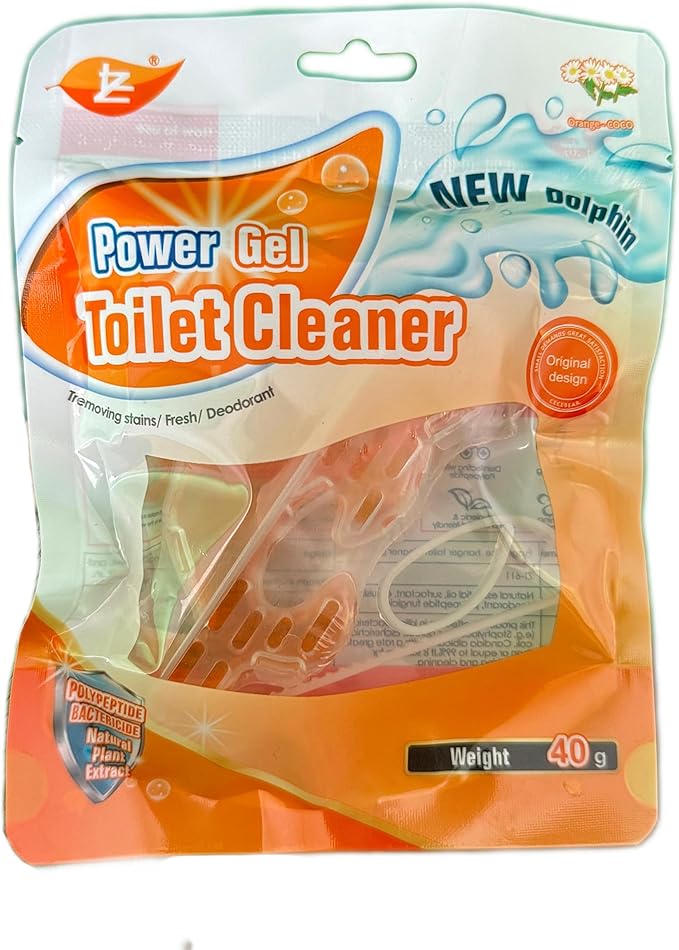 Hanging Dolphin Gel Toilet Bowl Cleaner Deodorizer Long-Lasting Fragrance Automatic Toilet Freshener for Odor Elimination & Stain Removal (Orange+Green+Pink+Blue 4 Pack)