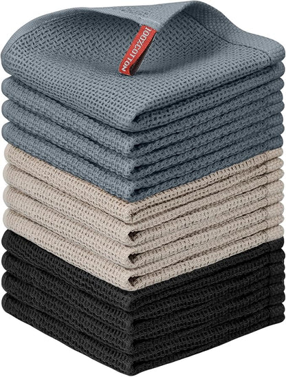 Nialnant 12 Pack Dish Towels,100% Cotton Kitchen Towels,Soft and Absorbent Kitchen Dish Rags, Dish Towels for Washing Dishes-12x12 Inch