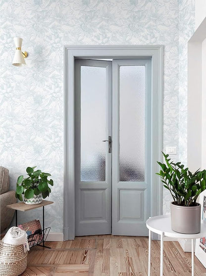 Ismoon Large Floral Peel and Stick Wallpaper Boho White and Blue Contact Paper 17.3inx6.5ft Modern Wall Paper Removable Self Adhesive Vinyl Wallpaper for Bedroom Cabinet Waterproof Mural Wall Decor