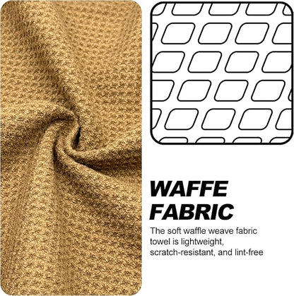 Small Magnetic Golf Towel with Clip, Microfiber Waffle Design - Industrial Strength Magnet for Glof Balls, Golf Bags, Carts Clubs - Brown
