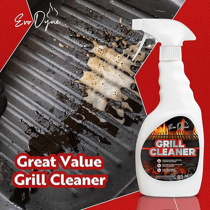 Evo Dyne Grill Cleaner Spray (32 oz), Made in USA - Quickly Cleans BBQ Burnt-on Foods and Grease from Grill Grates - Heavy Duty, Fast-Acting Formula, Less Scrubbing - Food Safe Grill & Oven Degreaser