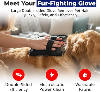 Electrostatic pet Hair Removal Glove, Reusable the Magic Brush pet Hair Remover, pet Glove Set for Furniture, Clothing, Car Seats, Reusable 2-in-1 Design, 1 Pack