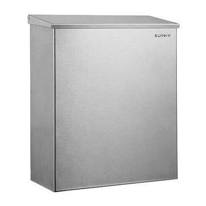 SUNERA Commercial Sanitary Napkin Receptacle Bin Wall Mount Feminine Hygiene Products Tampon & Waste Disposal Container 304 Stainless Steel Amercian Standard Brush Finish