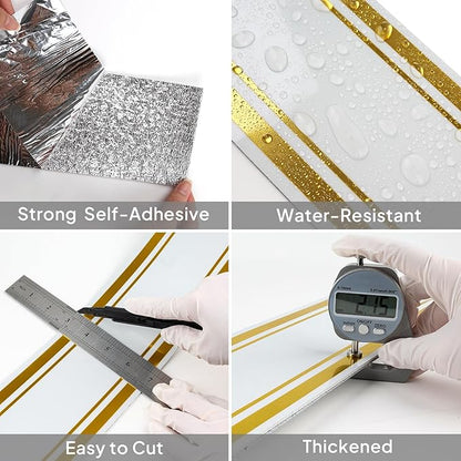 Peel and Stick Wallpaper Borders with Mirror Finish, 3.93”x196.8” PVC+XPE Self-Adhesive Wall Trim for Bathroom & Kitchen Wall Decor, Waterproof, 1 Roll