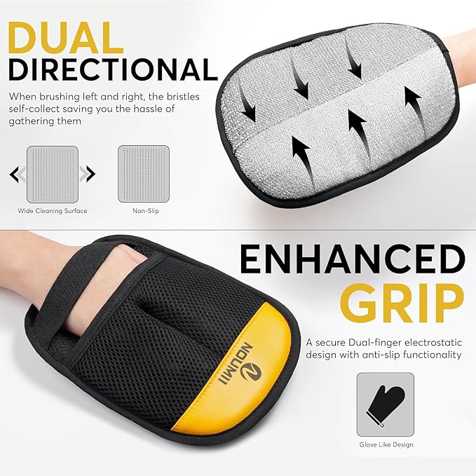 Pet Hair Removal Glove - Pet Hair Removal Glove for Gogs & Cats, Electrostatic Pet Hair Remover for Loundry, Couch, Carpet, Clothing, Bed & Car Seat, Reusable Magic Brush Pet Hair Tool - Black