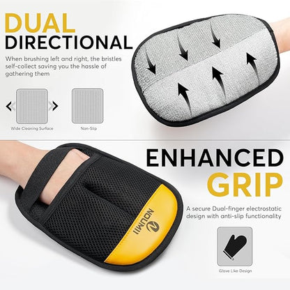 Pet Hair Removal Glove - Pet Hair Removal Glove for Gogs & Cats, Electrostatic Pet Hair Remover for Loundry, Couch, Carpet, Clothing, Bed & Car Seat, Reusable Magic Brush Pet Hair Tool - Black