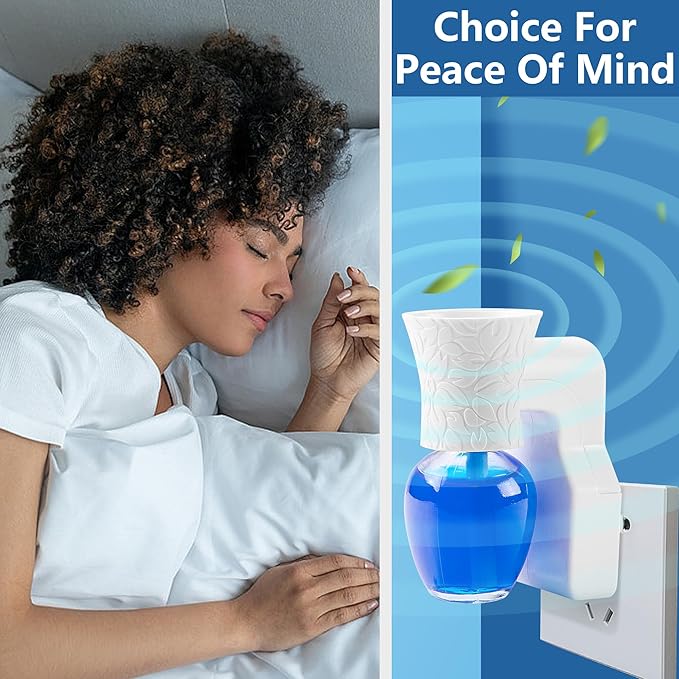 moonoom 4 Pack WallFlower Fragrance Oil Plug in Diffuser- Wall Fragrance Diffuser Plug- Rotary Plug Design Wallflowers Diffuser with 4 Empty Bottles for Home Office Spreading Scent