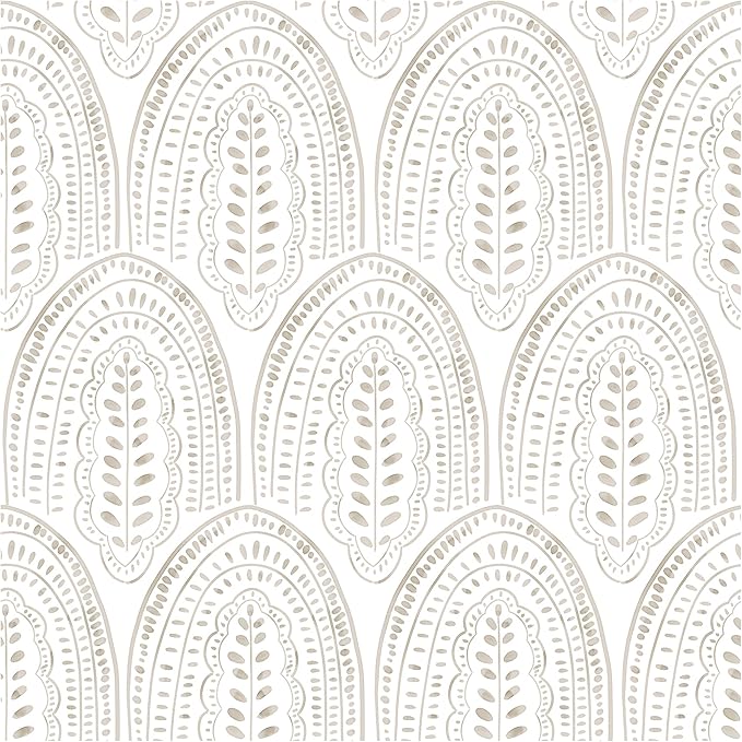 Modern Peel and Stick Wallpaper Boho Contact Paper 17.3''×393'' Self Adhesive Removable Wallpaper Peel and Stick Wall Paper Beige and White Wallpapers for Bedroom Bathroom Cabinets Decor Vinyl